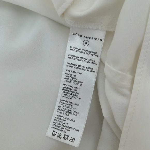 Good American Women's Long Sleeve V-Neck Cross Front Bodysuit Ivory Size 2 - Picture 7 of 7